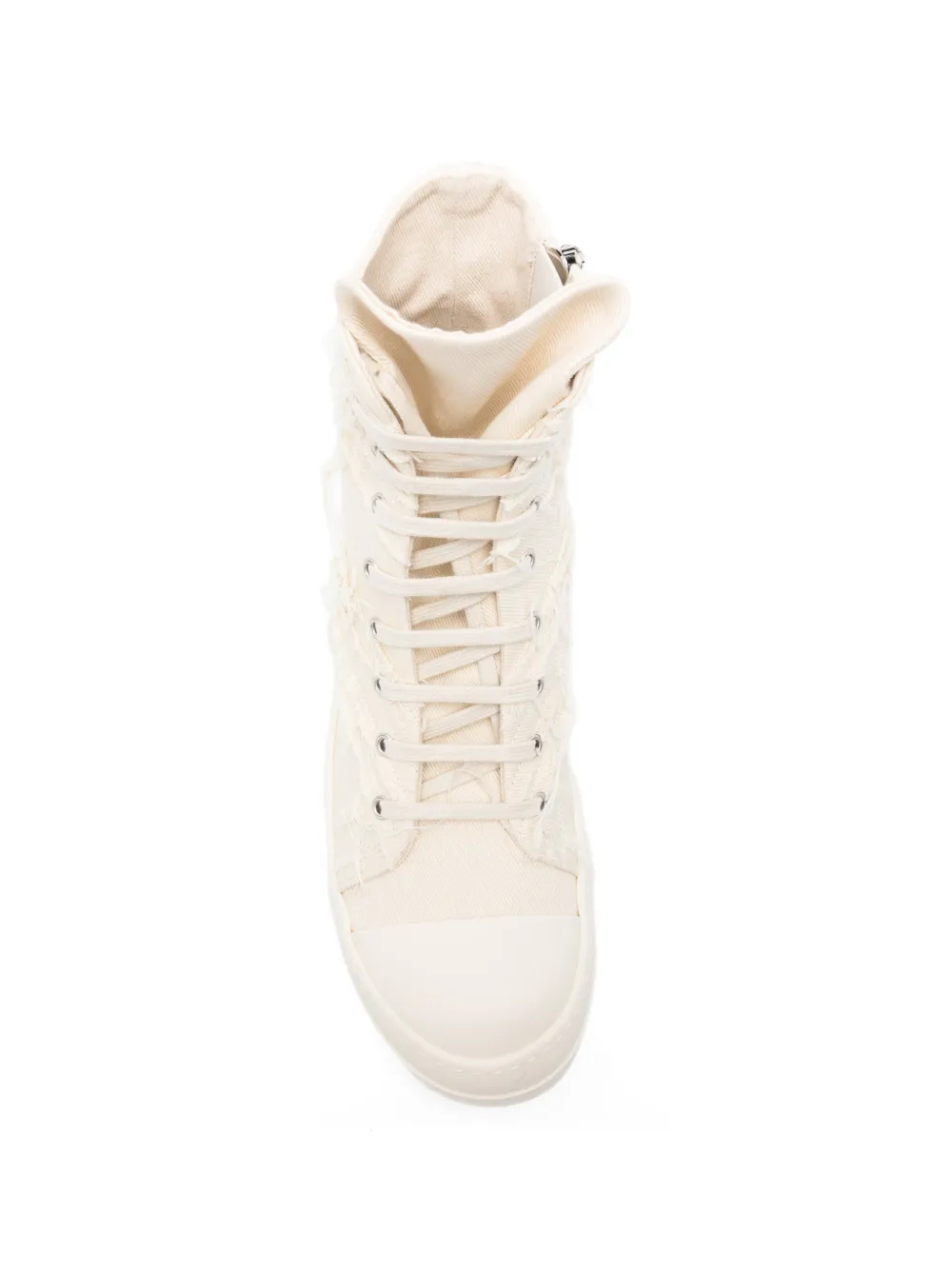 Rick Owens DRKSHDW frayed lace-up sneakers Beige
