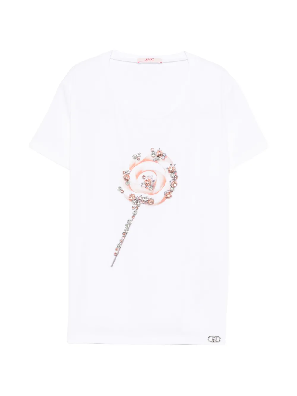 Liu Jo Kids crystal-embellishment printed T-shirt - Bianco