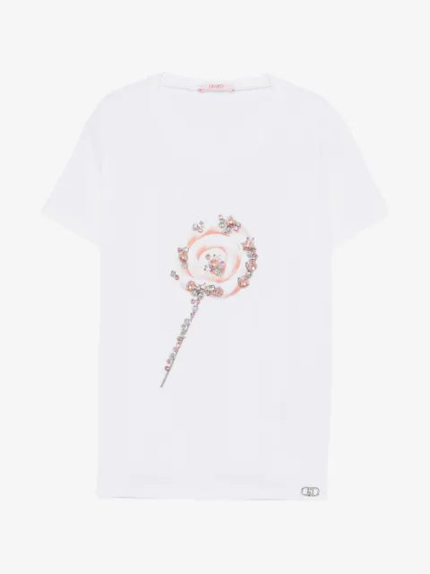 Liu Jo Kids playera con detalles de cristal