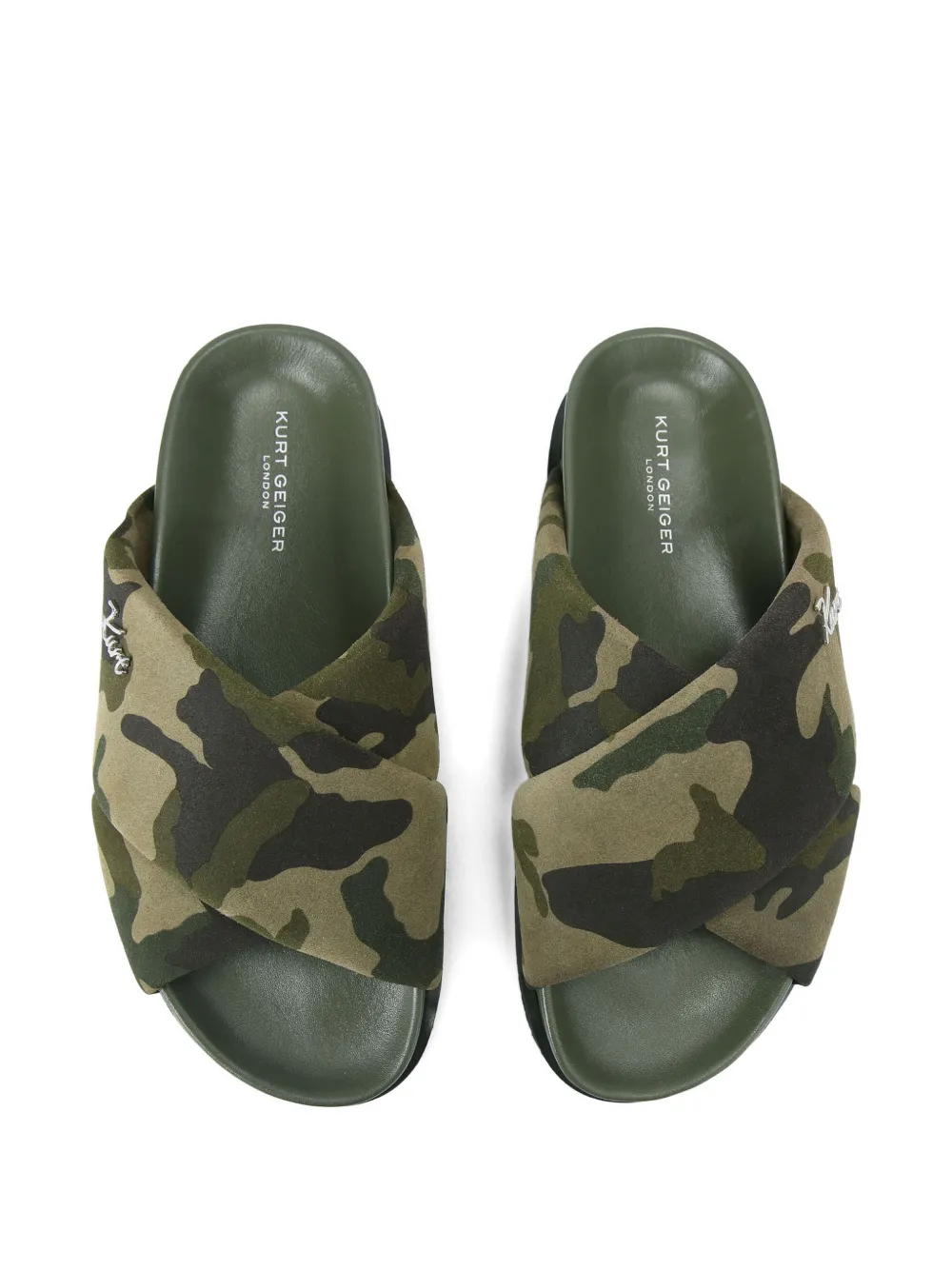 Kurt Geiger London Baron sandalen met gekruiste bandjes en camouflageprint Groen