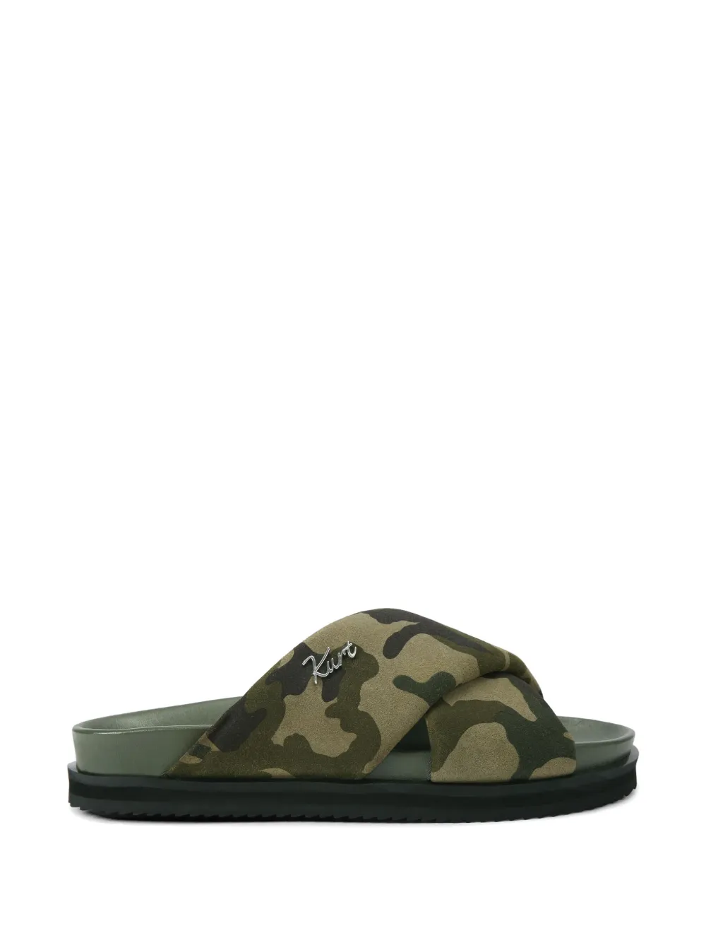 Kurt Geiger London Baron Camouflage-Sandalen mit überkreuzten Riemen - Grün