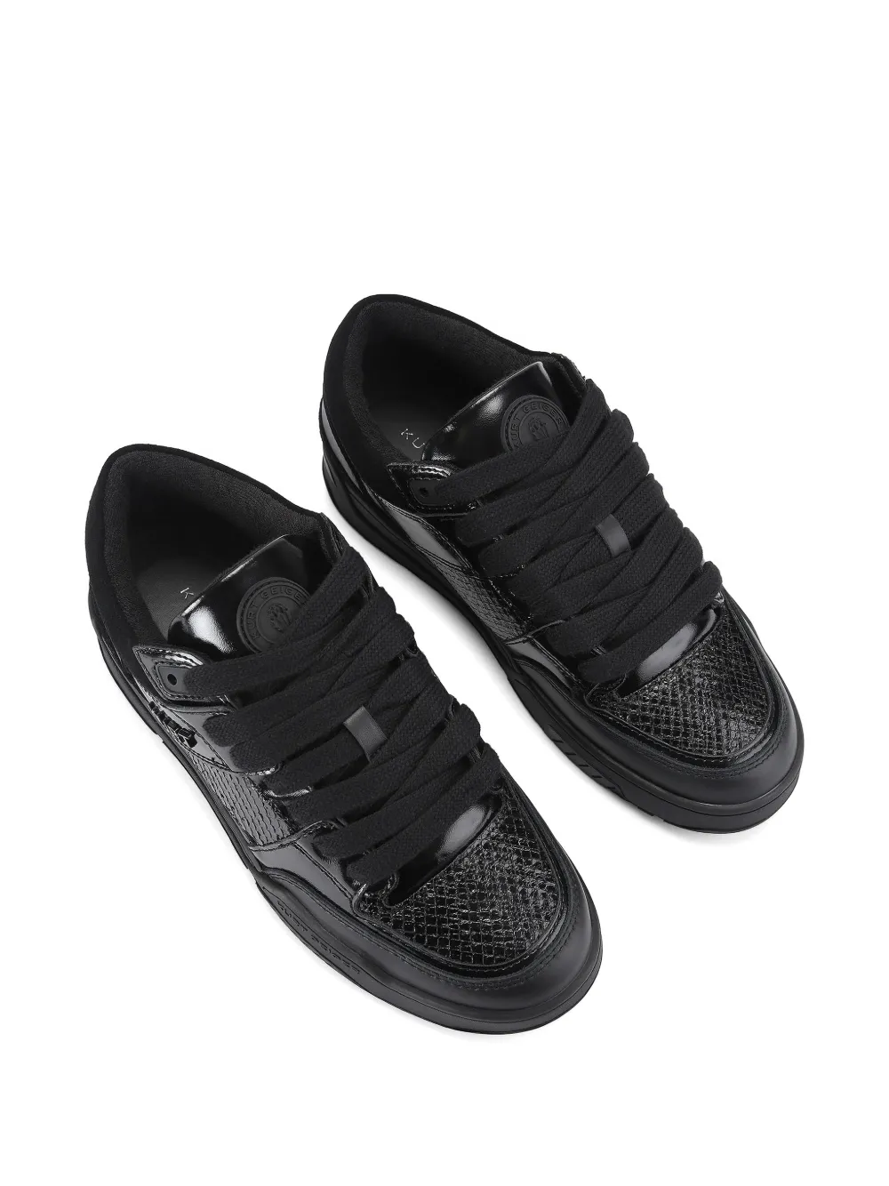 Kurt Geiger London Hatton sneakers met slangenleer-reliëf Zwart