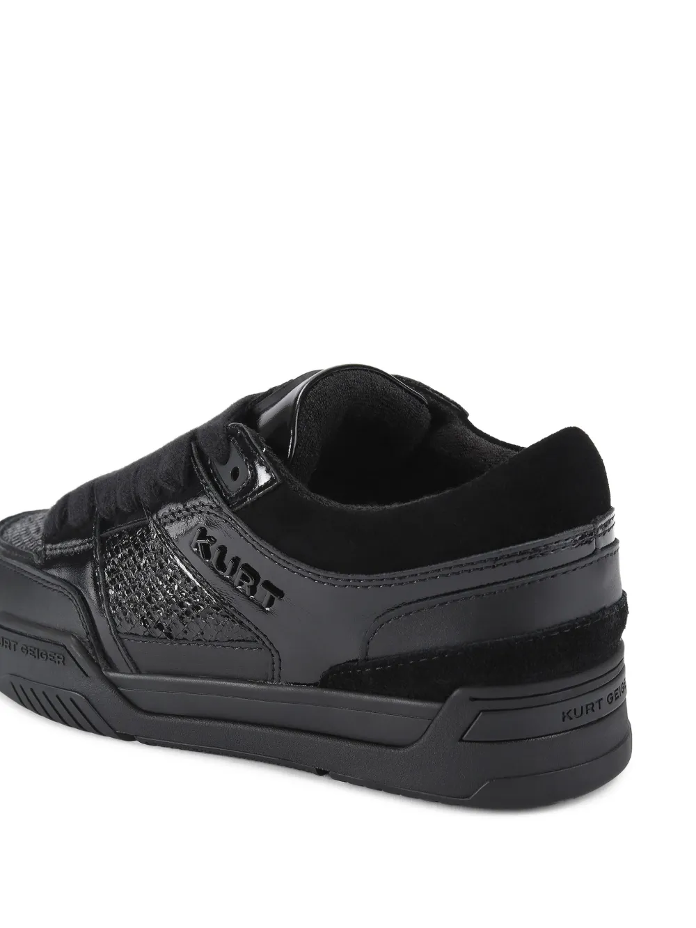 Kurt Geiger London Hatton sneakers met slangenleer-reliëf Zwart