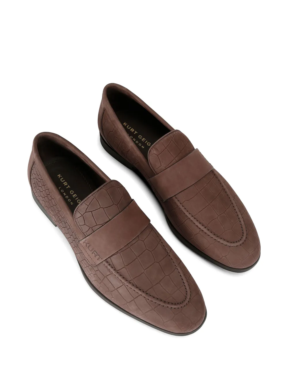 Kurt Geiger London Aldgate Flex loafers met krokodillen-reliëf Bruin