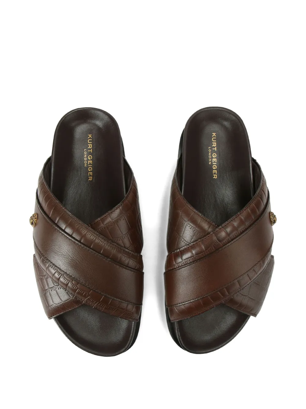 Kurt Geiger London Baron sandalen met krokodillen-reliëf Bruin