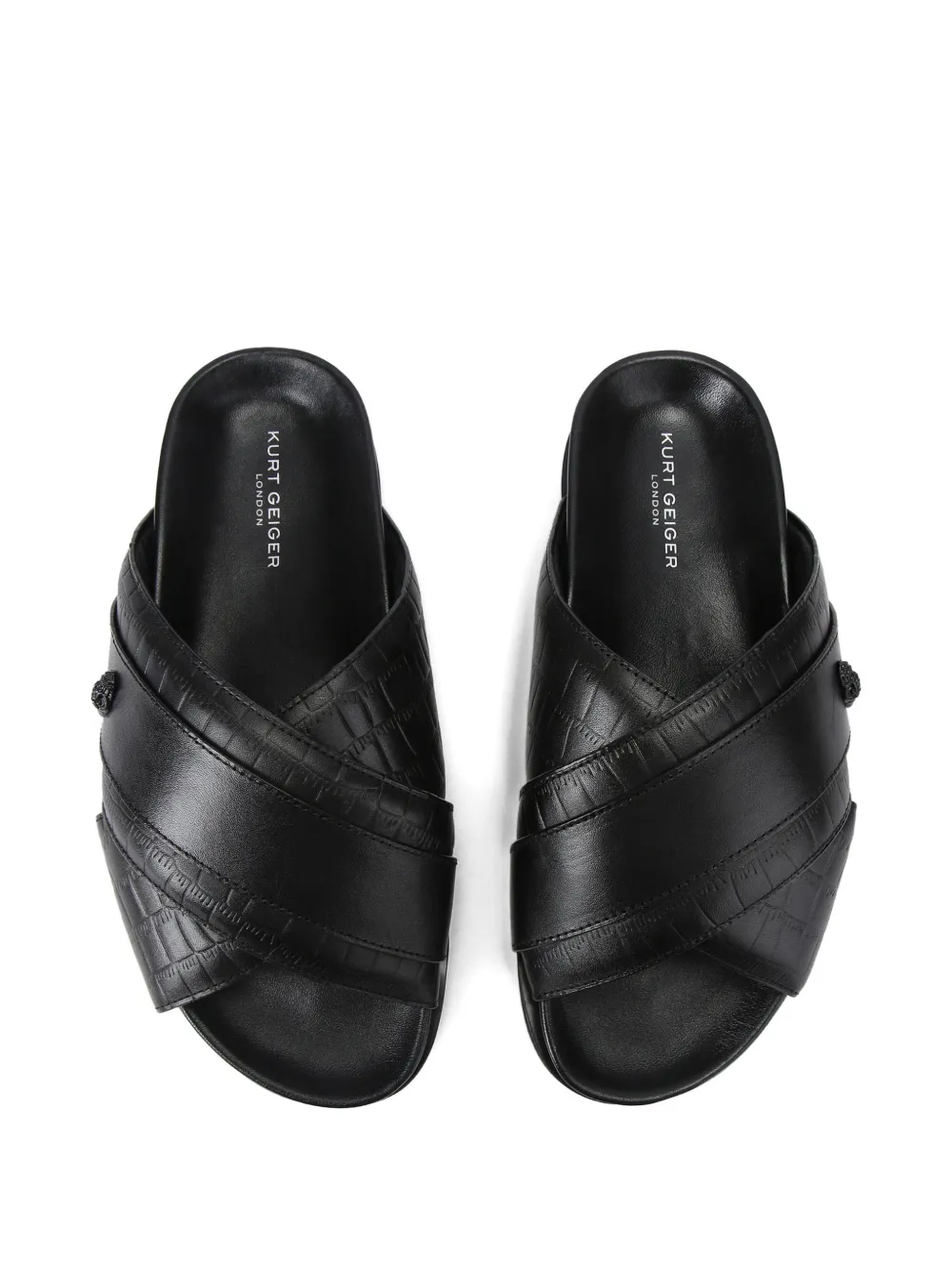 Kurt Geiger London Baron sandalen met krokodillen-reliëf Zwart