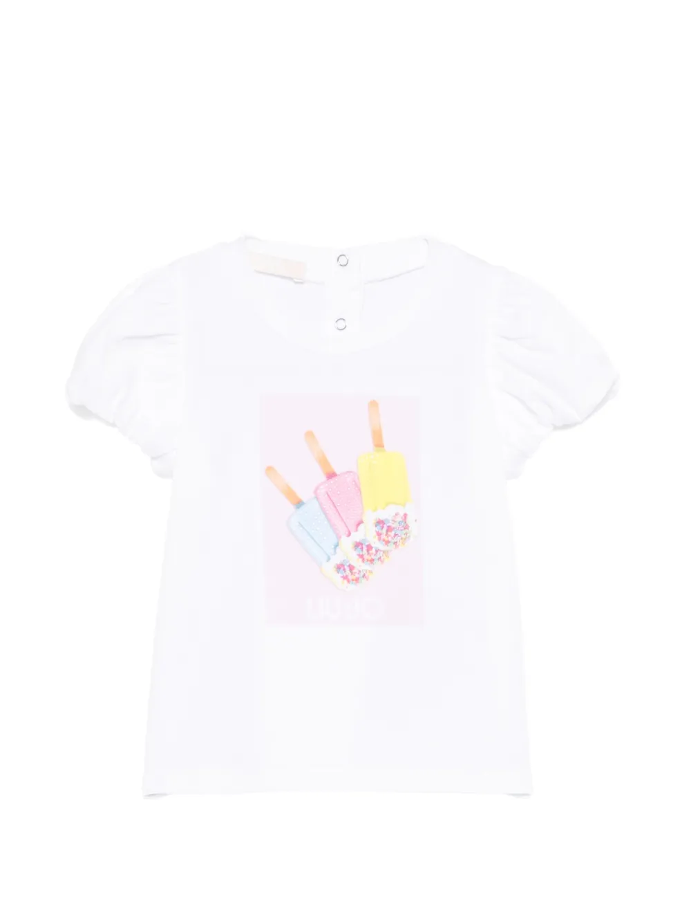 Liu Jo Kids puff-sleeve graphic-print T-shirt - Weiß
