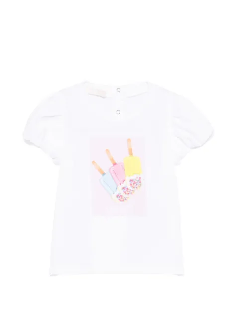 Liu Jo Kids puff-sleeve graphic-print T-shirt