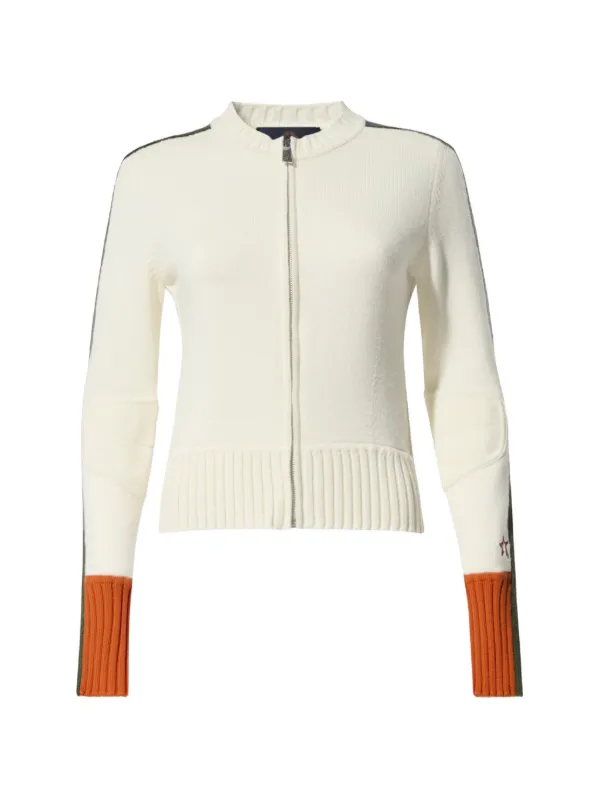 Perfect Moment Camille Merino Wool Knit Cardigan in White