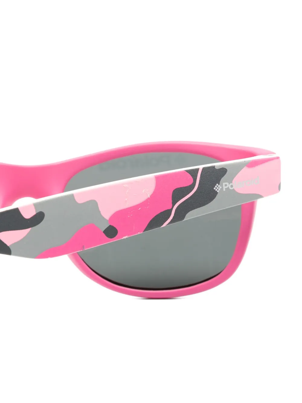 Polaroid Zonnebril met rechthoekig montuur en camouflageprint Roze
