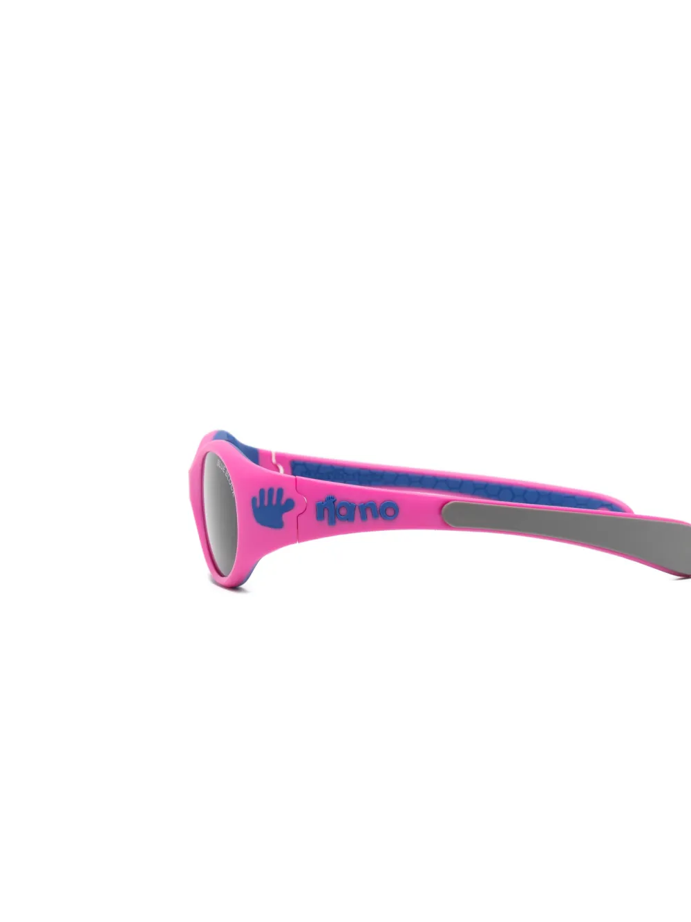 NANO Ninio zonnebril met rond montuur en logoprint Roze