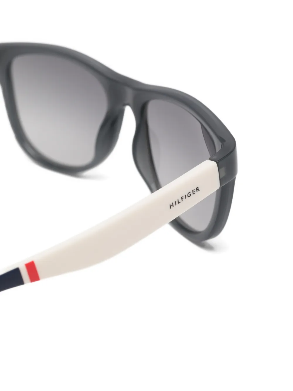 Tommy Hilfiger Gestreepte zonnebril met vierkant montuur Grijs