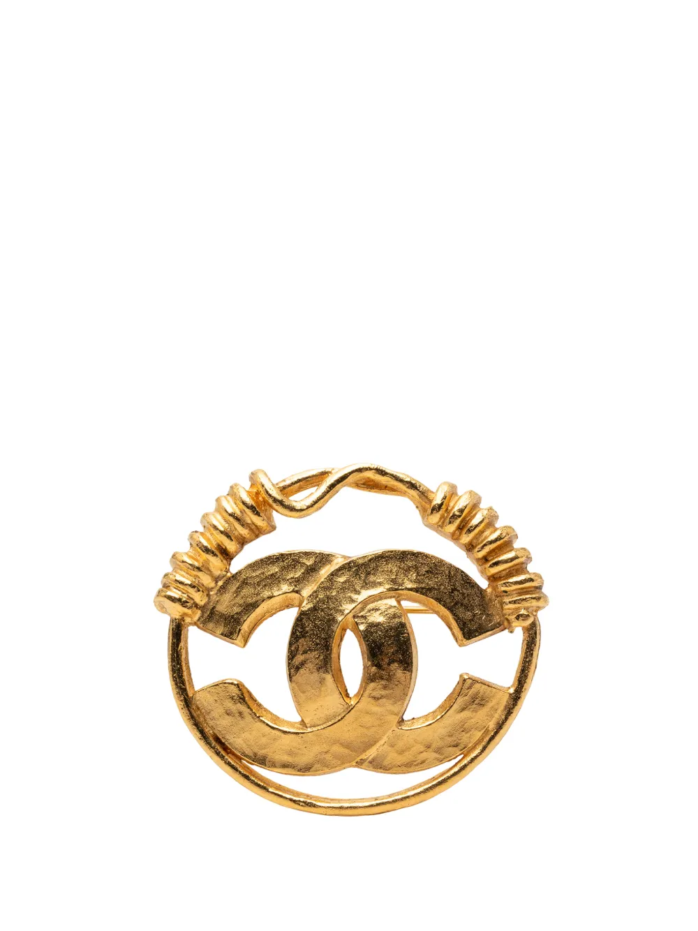 CHANEL Pre-Owned 1994 Gold Plated CC Spring Round Brooch costume brooch - Oro