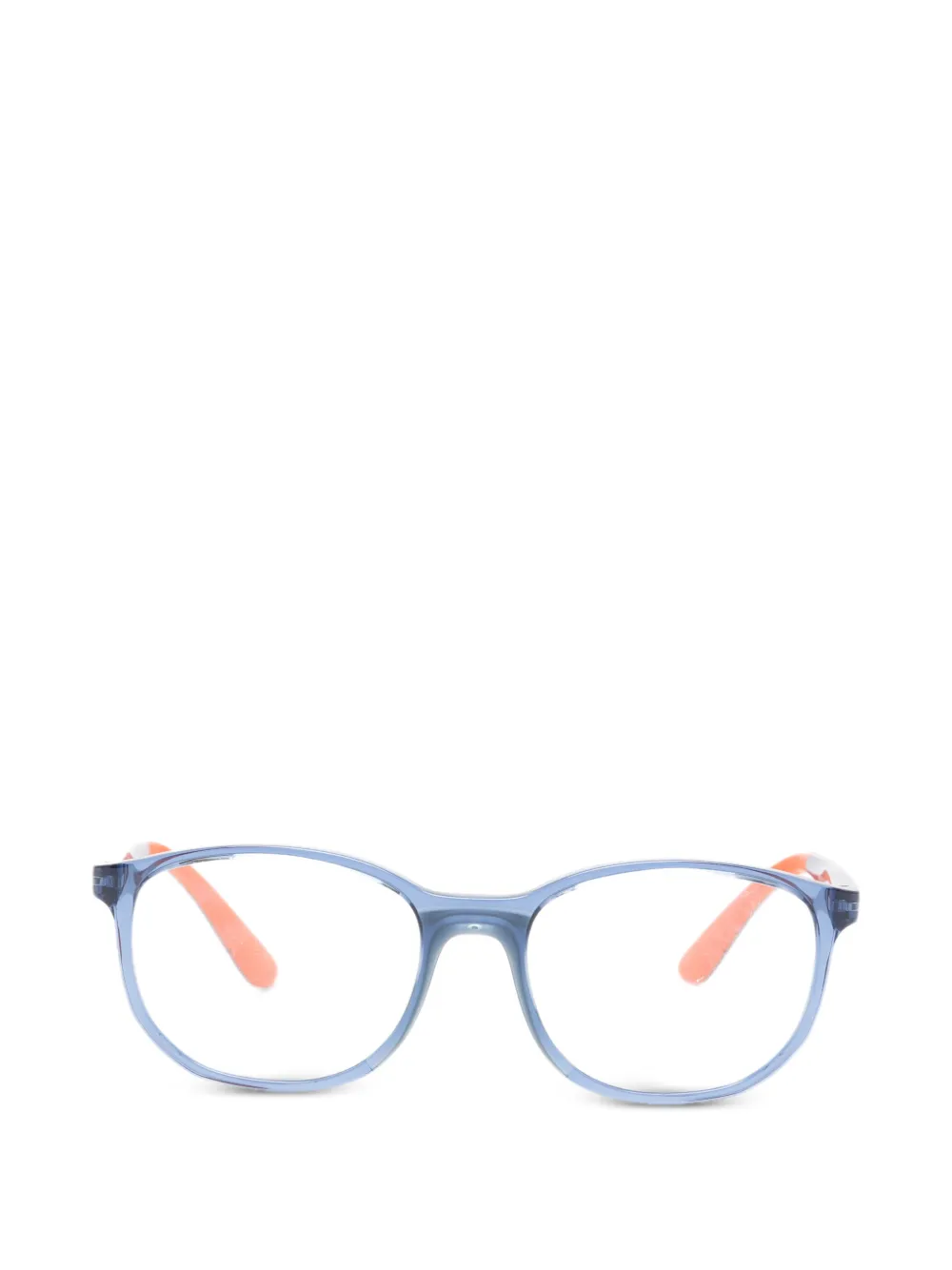 RAY-BAN JUNIOR logo-lettering round-frame glasses - Blau