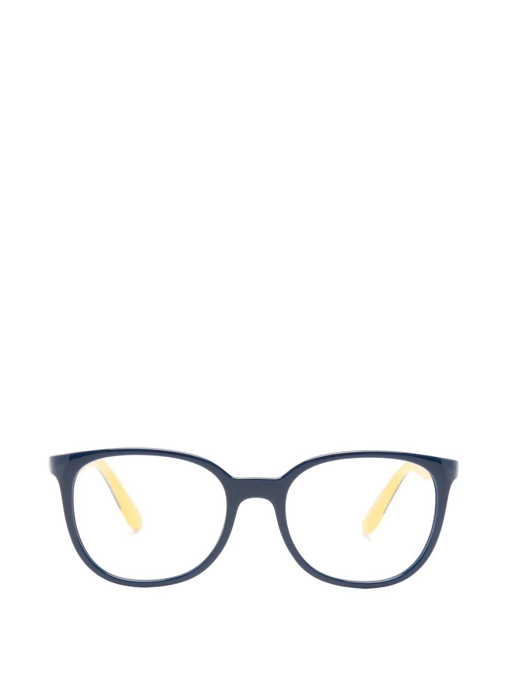 RAY-BAN JUNIOR logo-lettering round-frame glasses - Blu