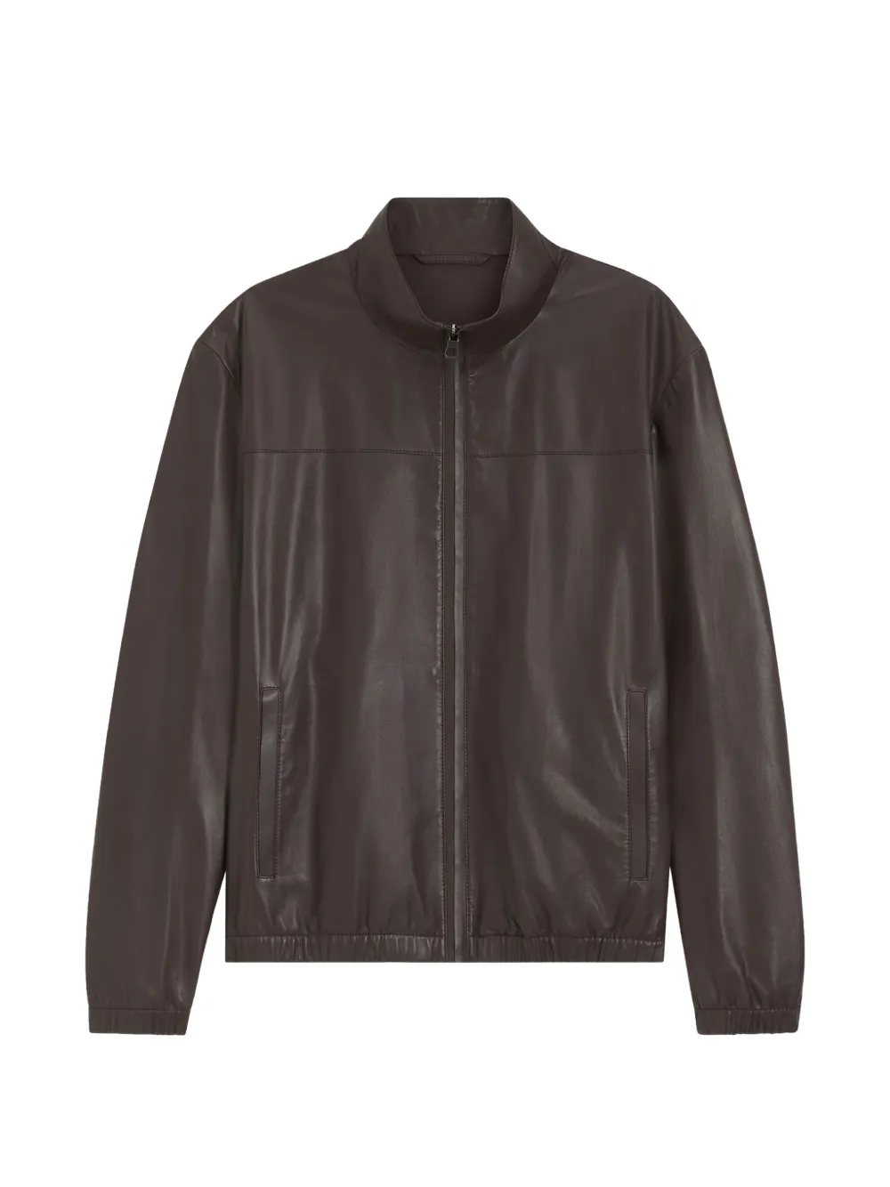 BOSS zip-up leather jacket - Marrone