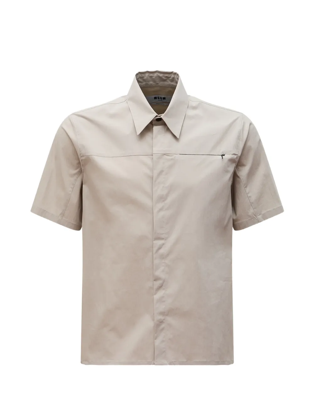 MSGM zip-pocket logo-print cotton shirt - Grau