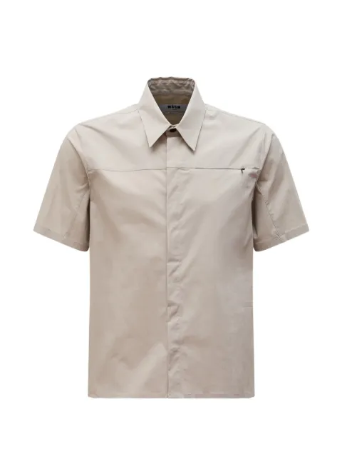 MSGM zip-pocket logo-print cotton shirt
