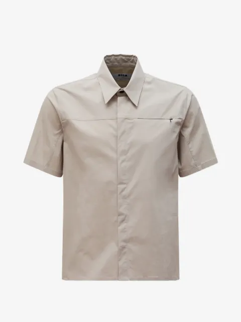 MSGM zip-pocket logo-print cotton shirt