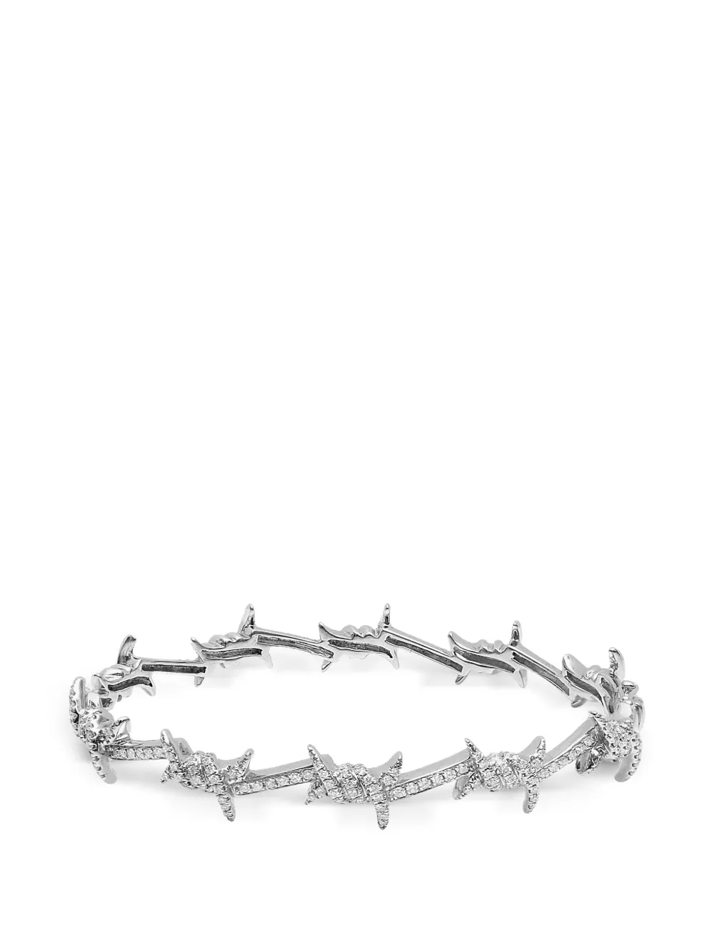 Djula Bracciale rigido Barbelé con diamanti - Argento