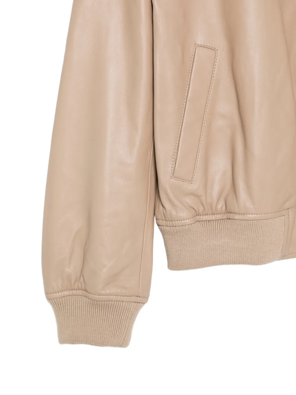 Yves Salomon Leren jack met rits Beige