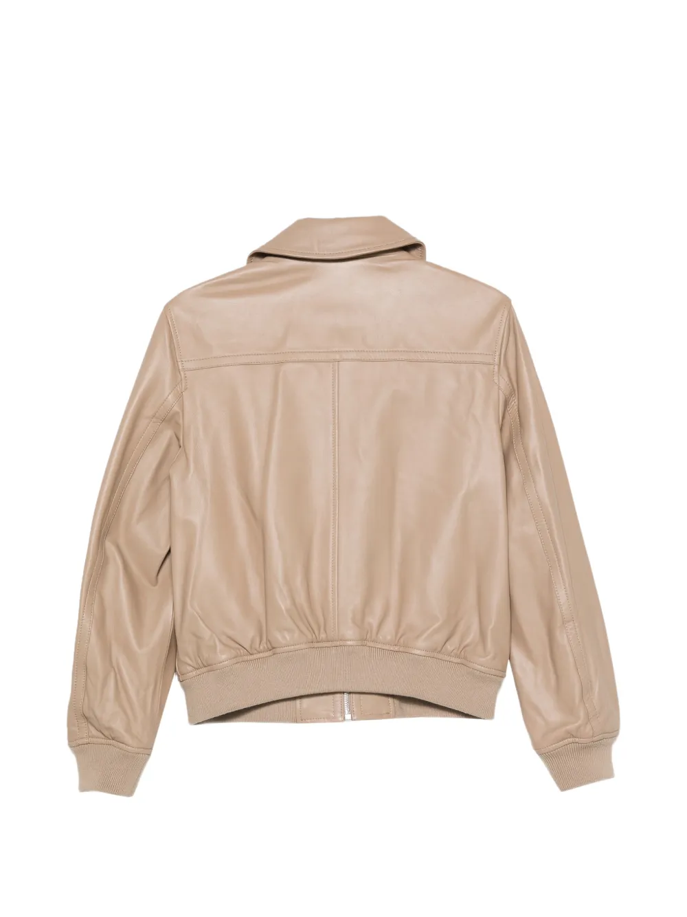 Yves Salomon Leren jack met rits Beige