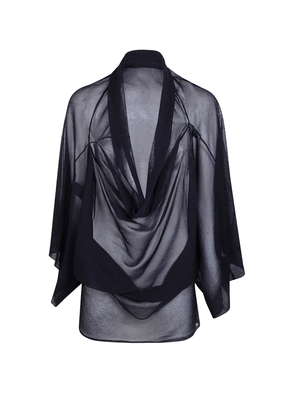 Aviù sheer draped poncho - Schwarz