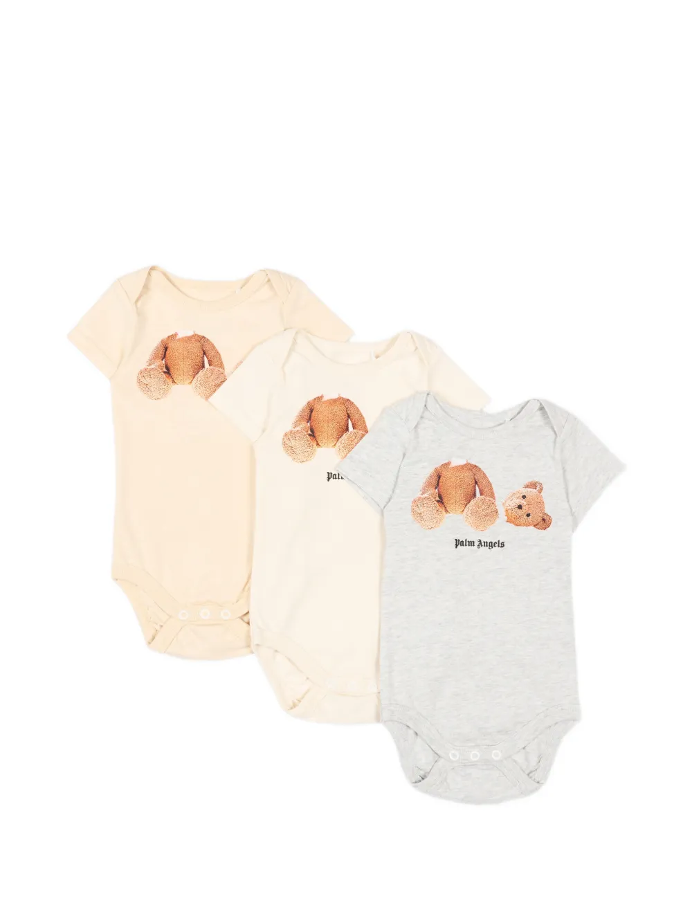 Palm Angels Kids teddy-print body (set pf three) - Toni neutri