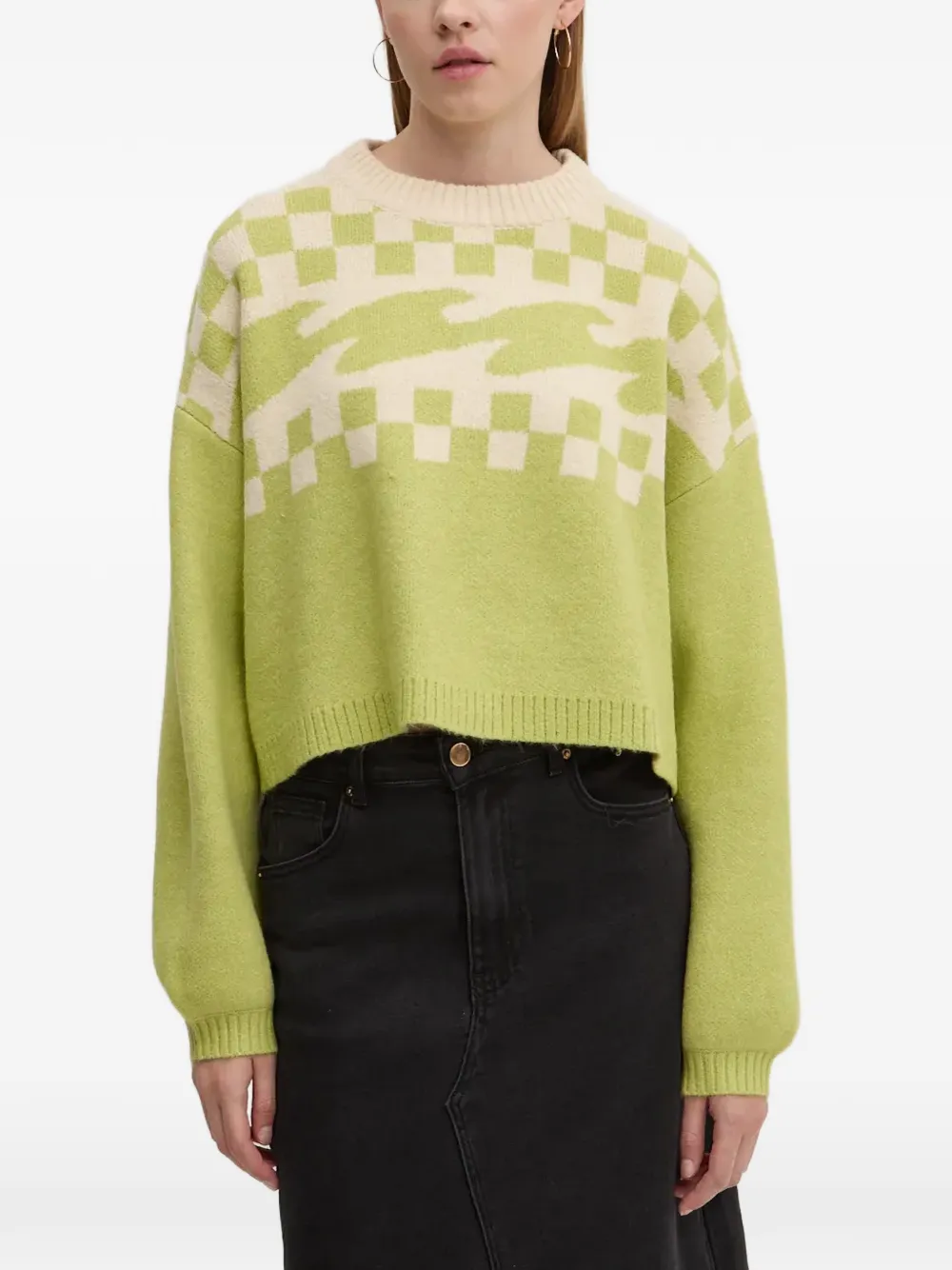 Billabong pull Palm Forever à motif damier en intarsia - Vert