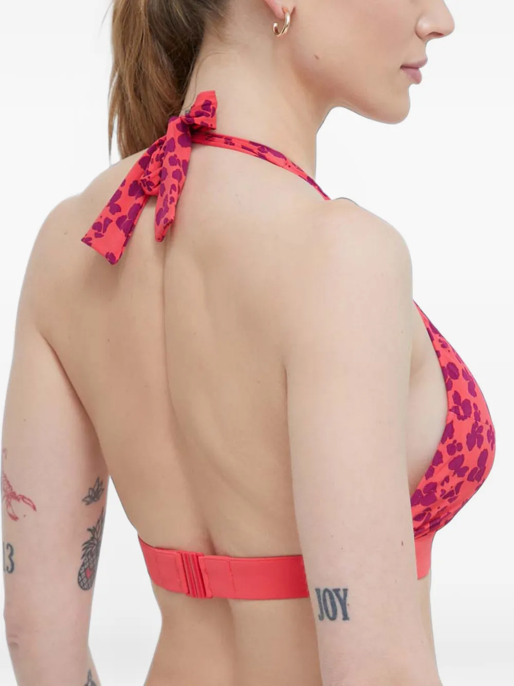 Chantelle floral-print halterneck bikini top Rood