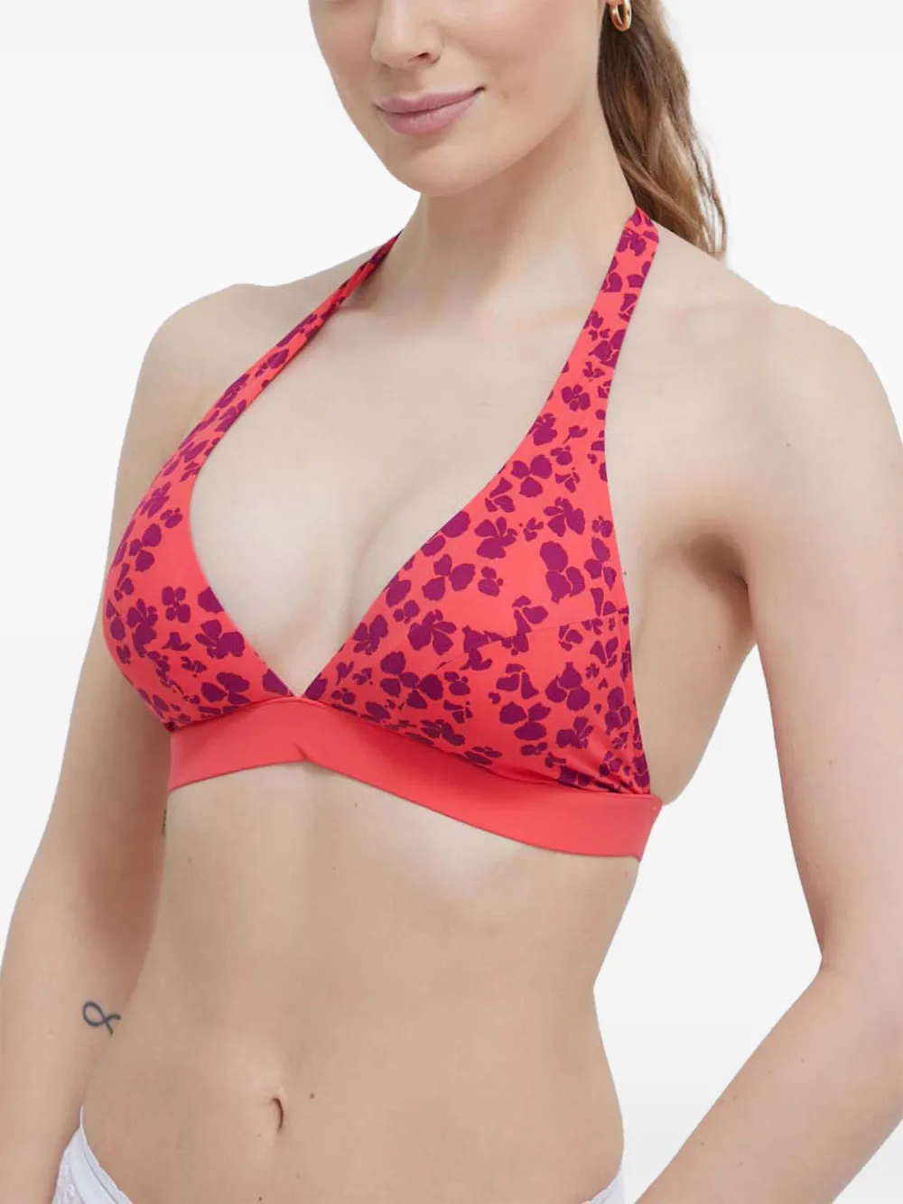Chantelle floral-print halterneck bikini top Rood