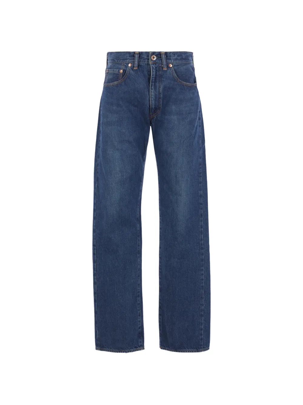Maison Kitsuné x Kuro Voyage logo patch five-pocket jeans - Blau