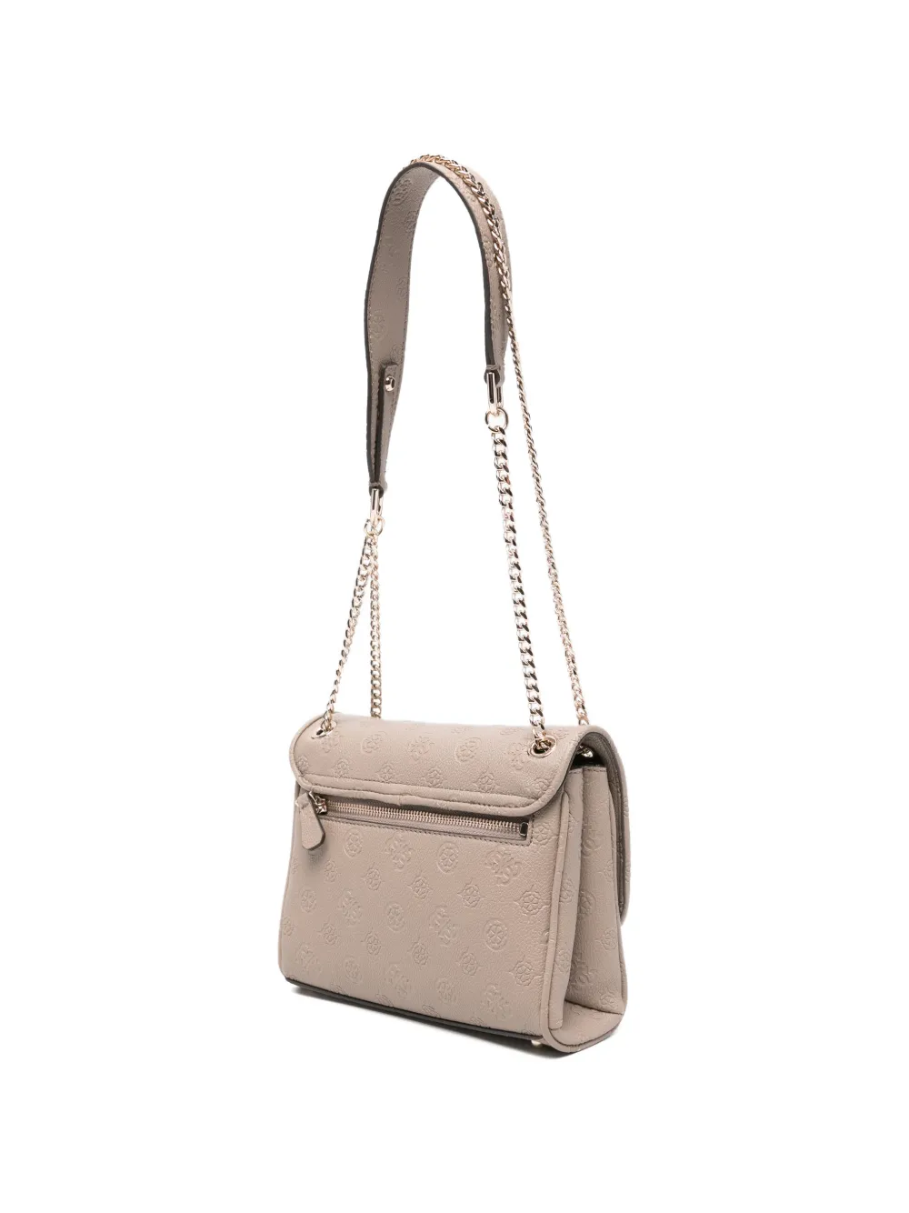 GUESS USA Schoudertas met ketting en reliëf Beige