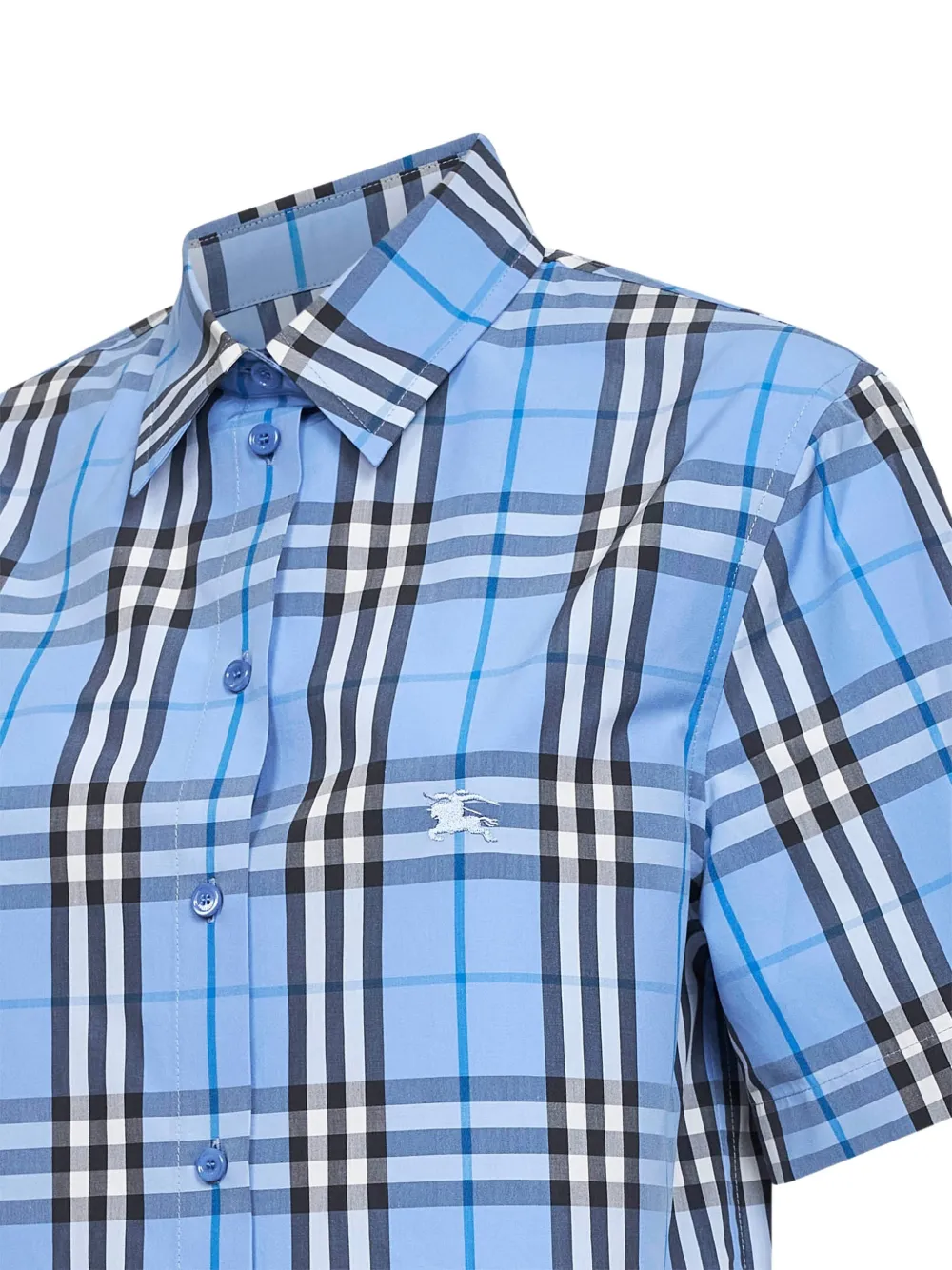  Burberry Equestrian Knight Check-print Shirt - Blue 
