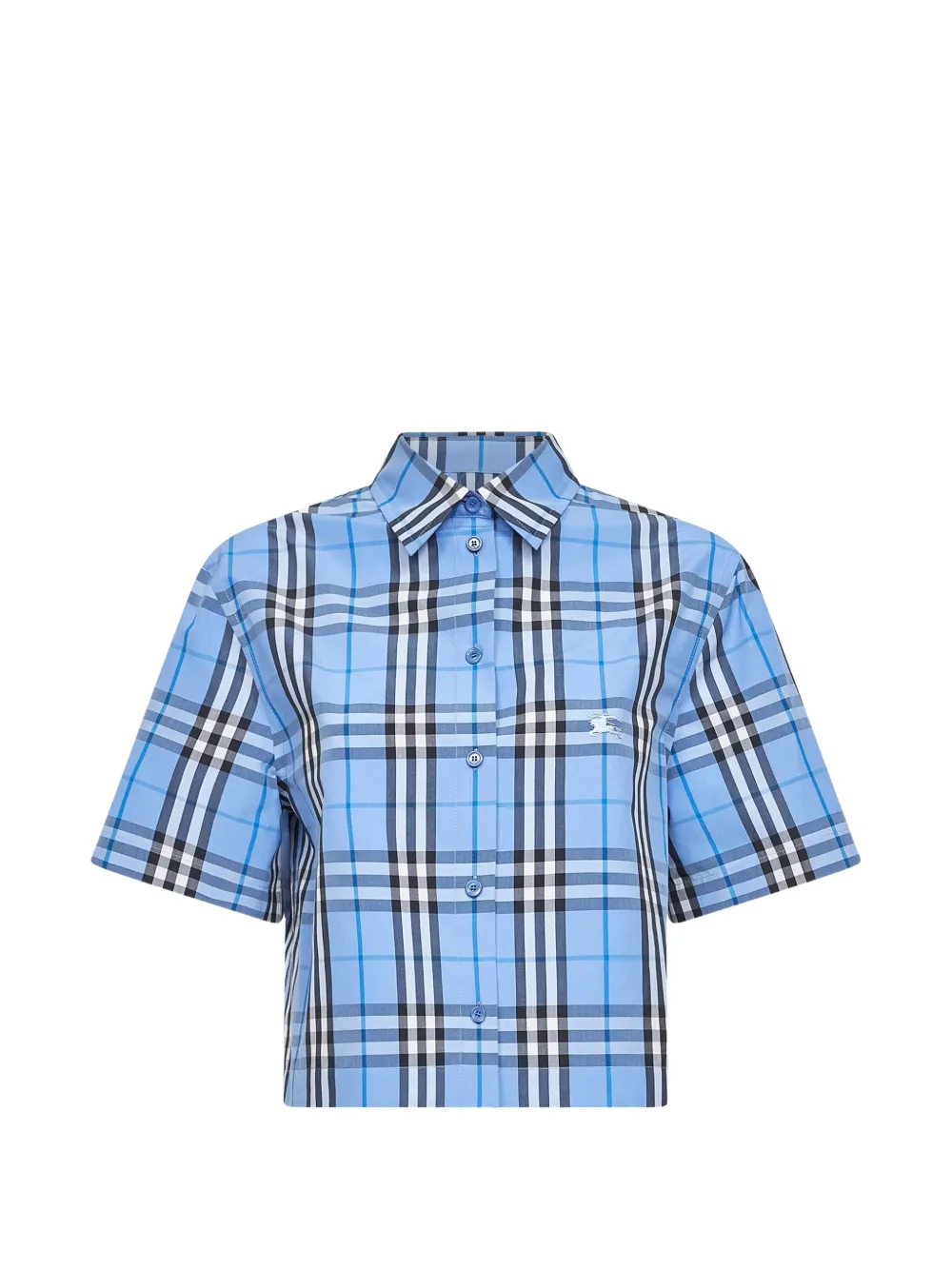 Burberry equestrian knight check-print shirt - Blu