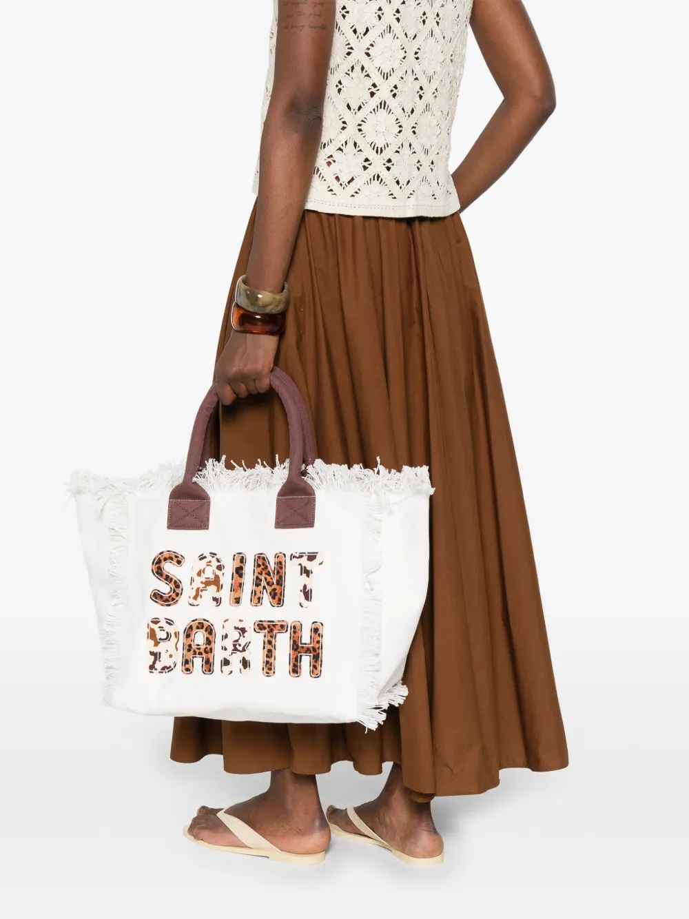 MC2 Saint Barth Vanity shopper met franje Wit