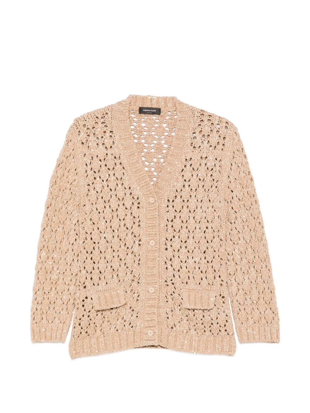 Fabiana Filippi openwork flap-pockets cardigan - Neutrals