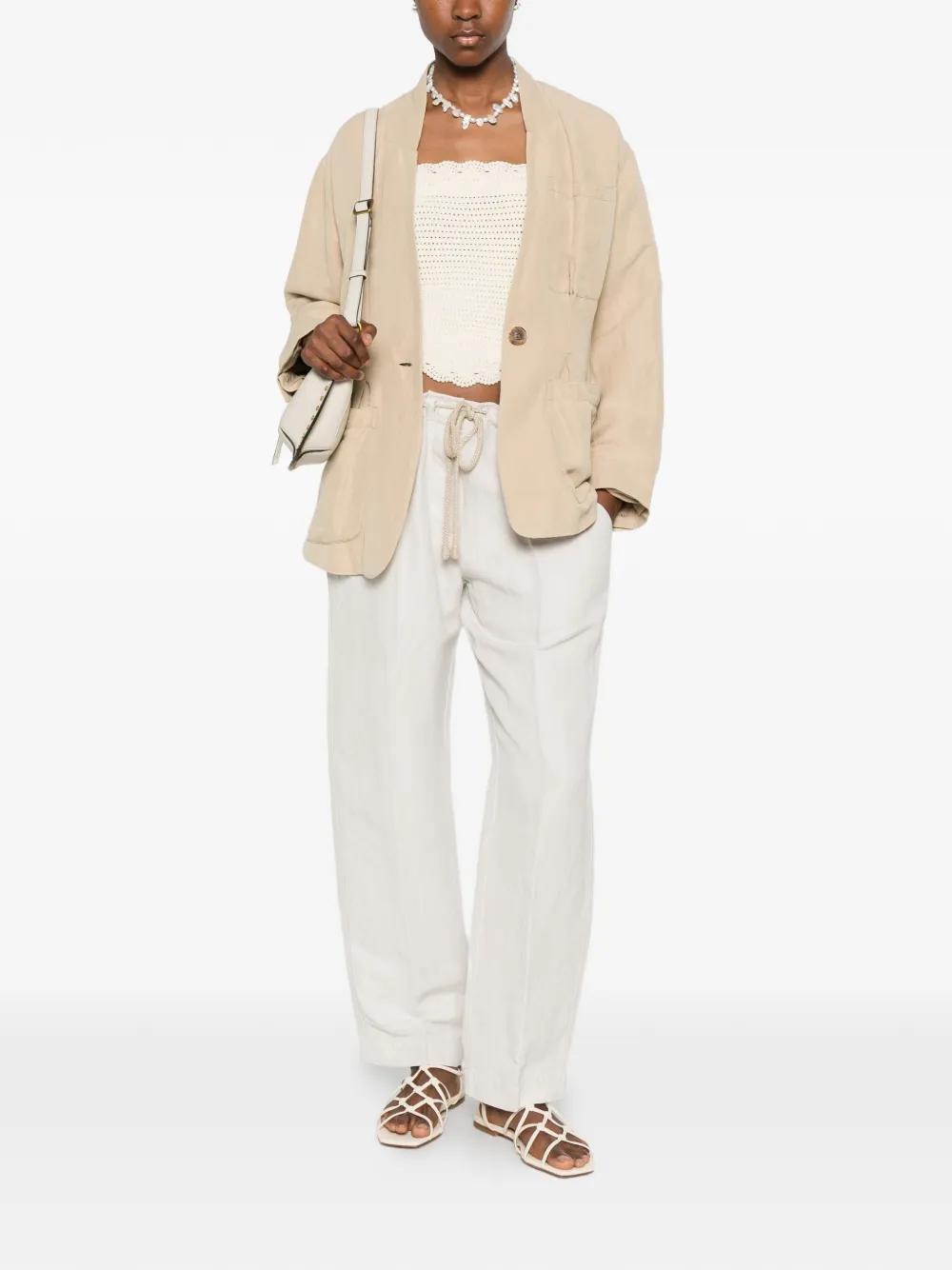 ISABEL MARANT Sharony broek met trekkoordtaille Beige