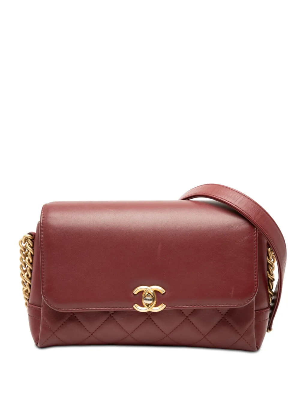 CHANEL Pre-Owned 2019 CC Quilted Lambskin Flap crossbody bag - Rosso