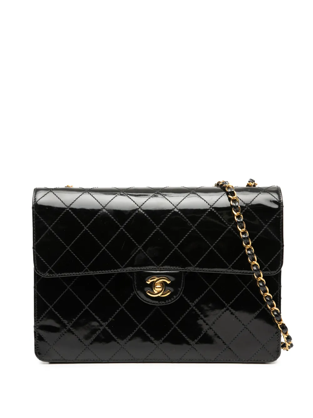 CHANEL Pre-Owned 1997-1999 Jumbo Classic Patent Single Flap crossbody bag - Schwarz