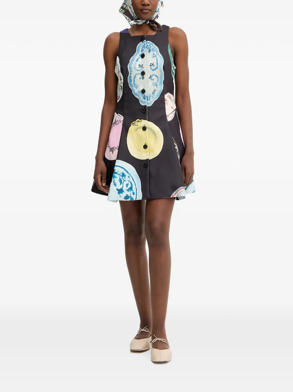 Stine Goya Button-up mini-jurk met print Zwart