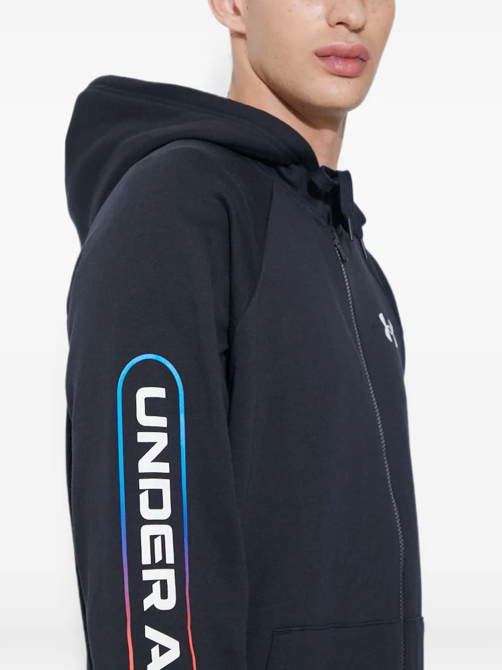 Under Armour zip logo hoodie Zwart