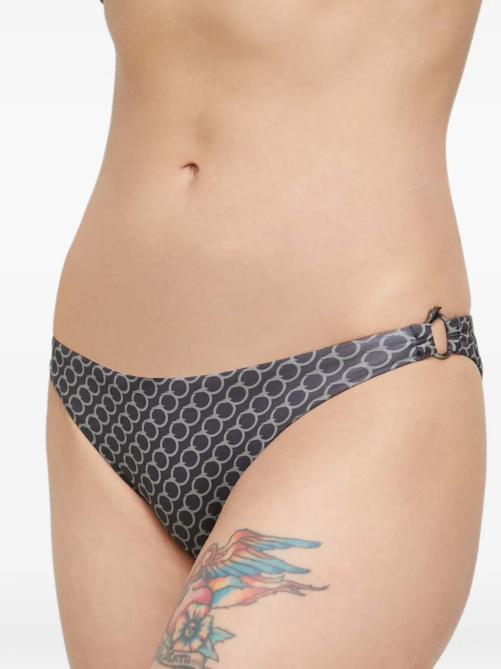 Trussardi monogram-print ring-detail bikini bottoms - Nero