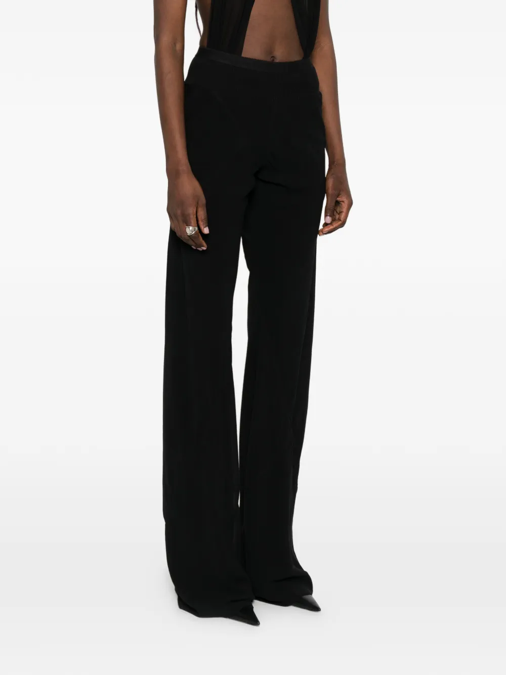 Rick Owens Bias geribbelde palazzo broek Zwart