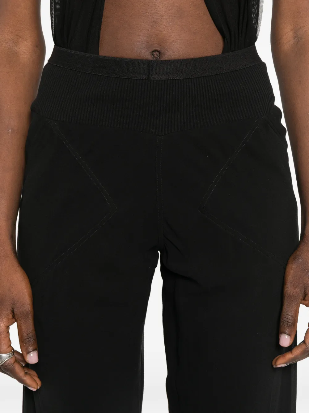 Rick Owens Bias geribbelde palazzo broek Zwart