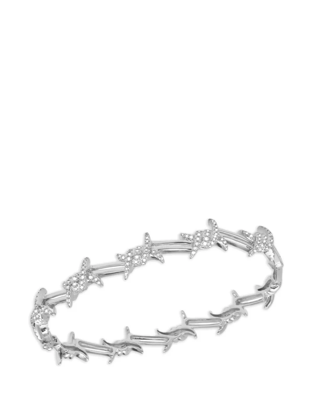 Djula Bracciale rigido Barbed Wire con diamanti - Argento