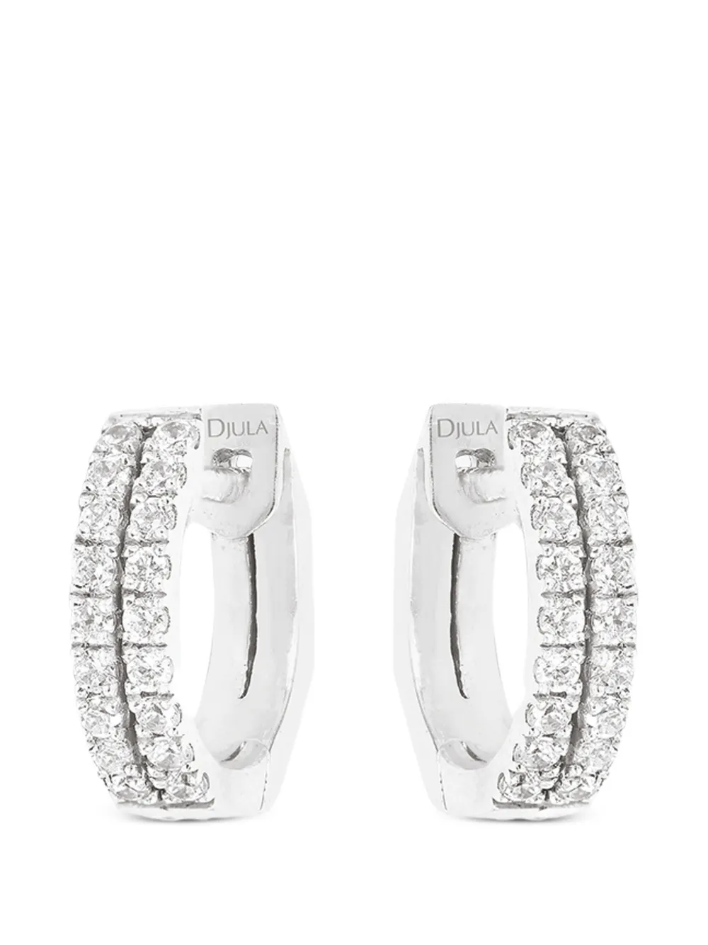 Djula Orecchini a cerchio Double Graphic con diamanti - Argento