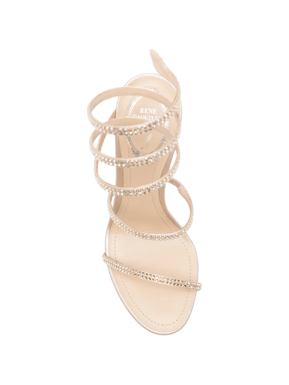 René Caovilla Cleo crystal-embellished sandals Beige