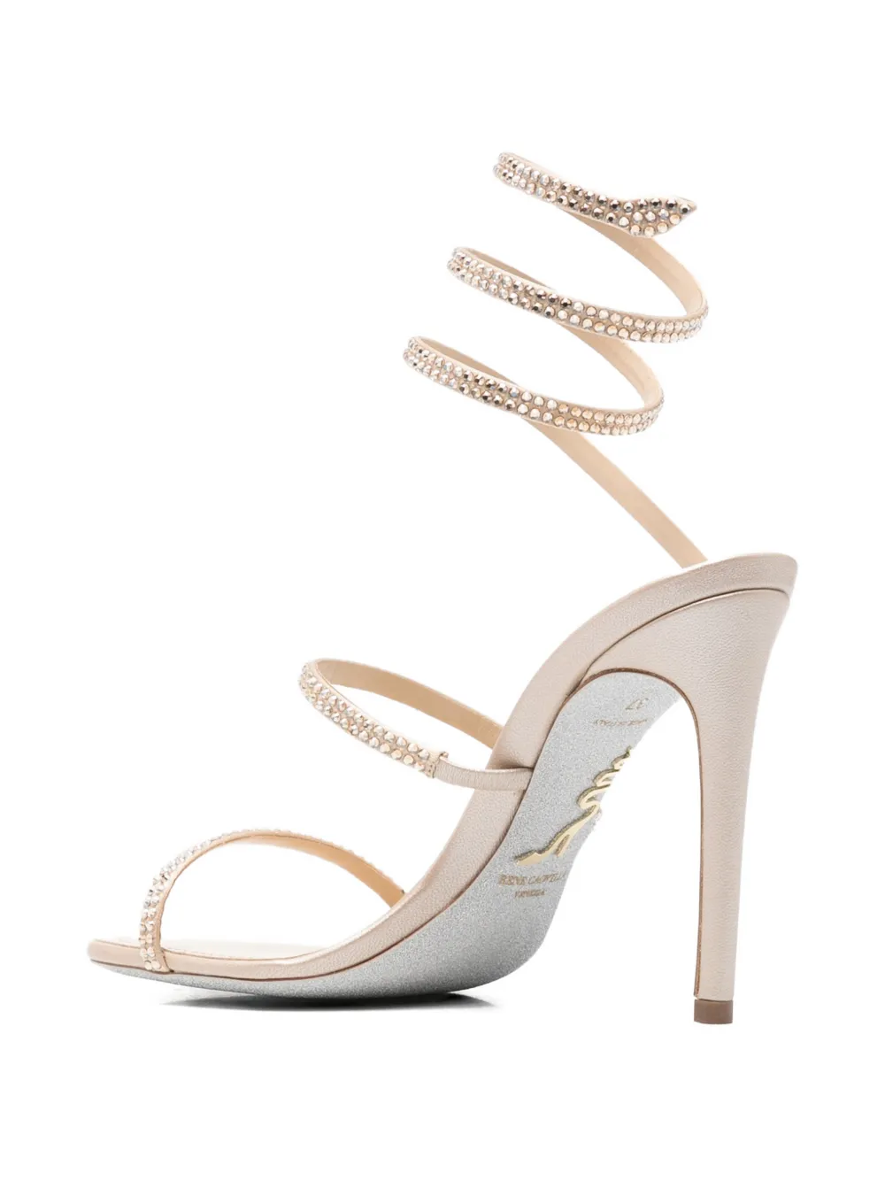 René Caovilla Cleo crystal-embellished sandals Beige