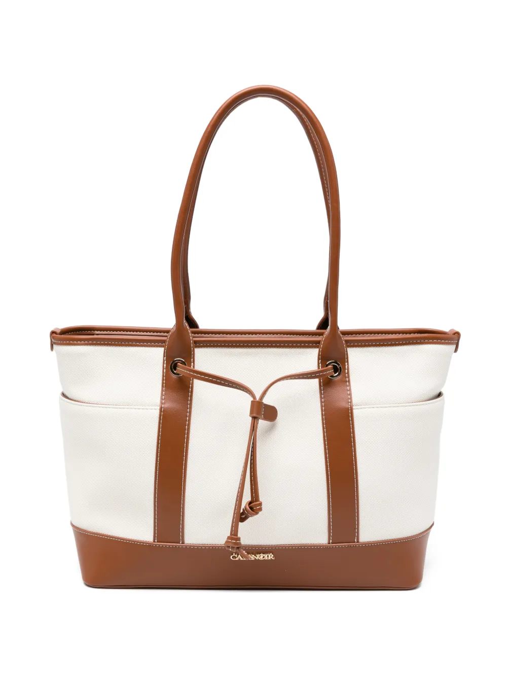 CAFèNOIR Borsa tote con placca logo - Bianco